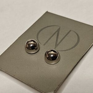 Designer Caroline Neron Silver Hemisphere Stud Earrings